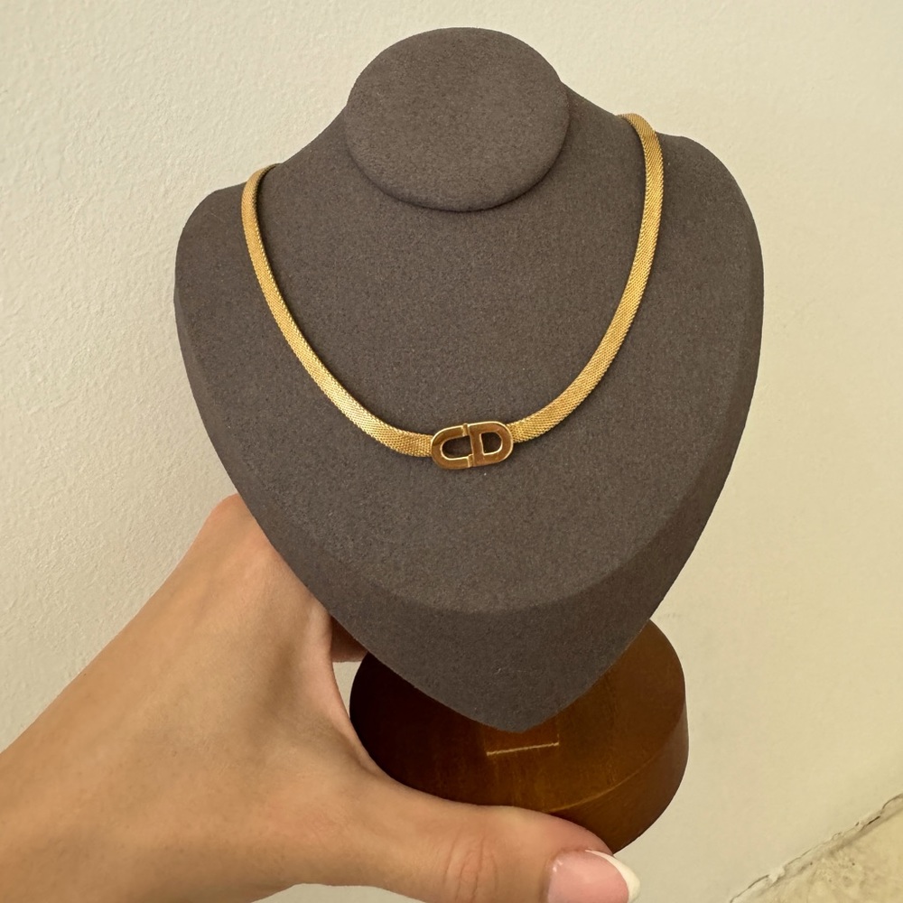 #46 Gold plated Dior vintage necklace CD logo